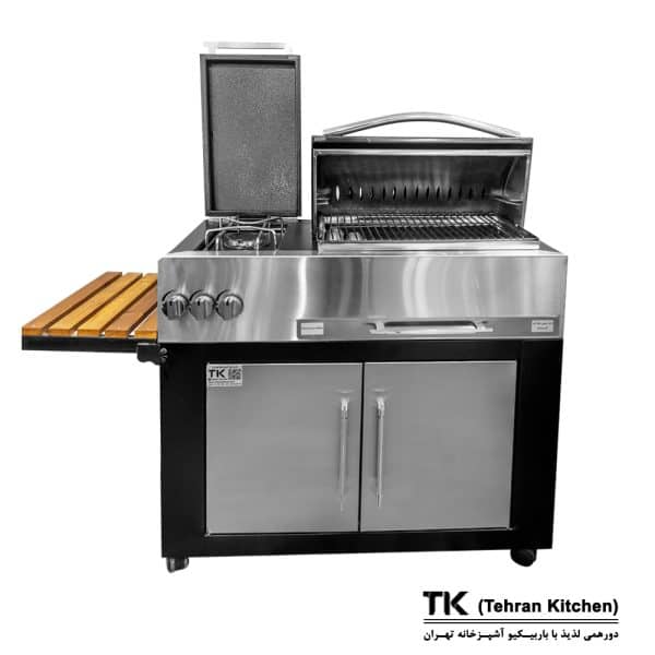 Tehran Kitchen 92 cm Gas & Charcoal BBQ Grill with Cabinet and Side Burner