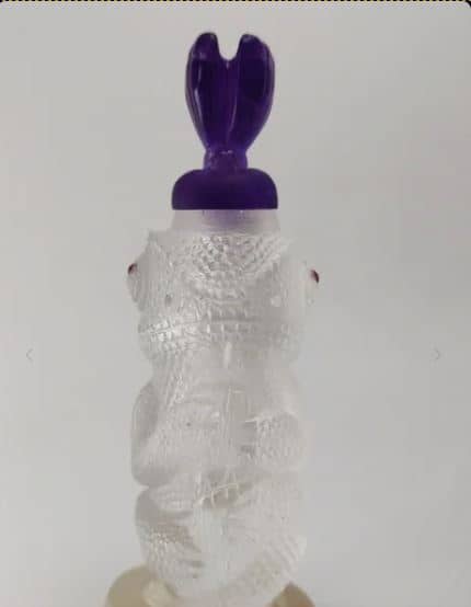 Handcrafted Natural Quartz Chameleon Design Perfume Bottle Pendant with Amethyst Butterfly Lid Gemstone Art