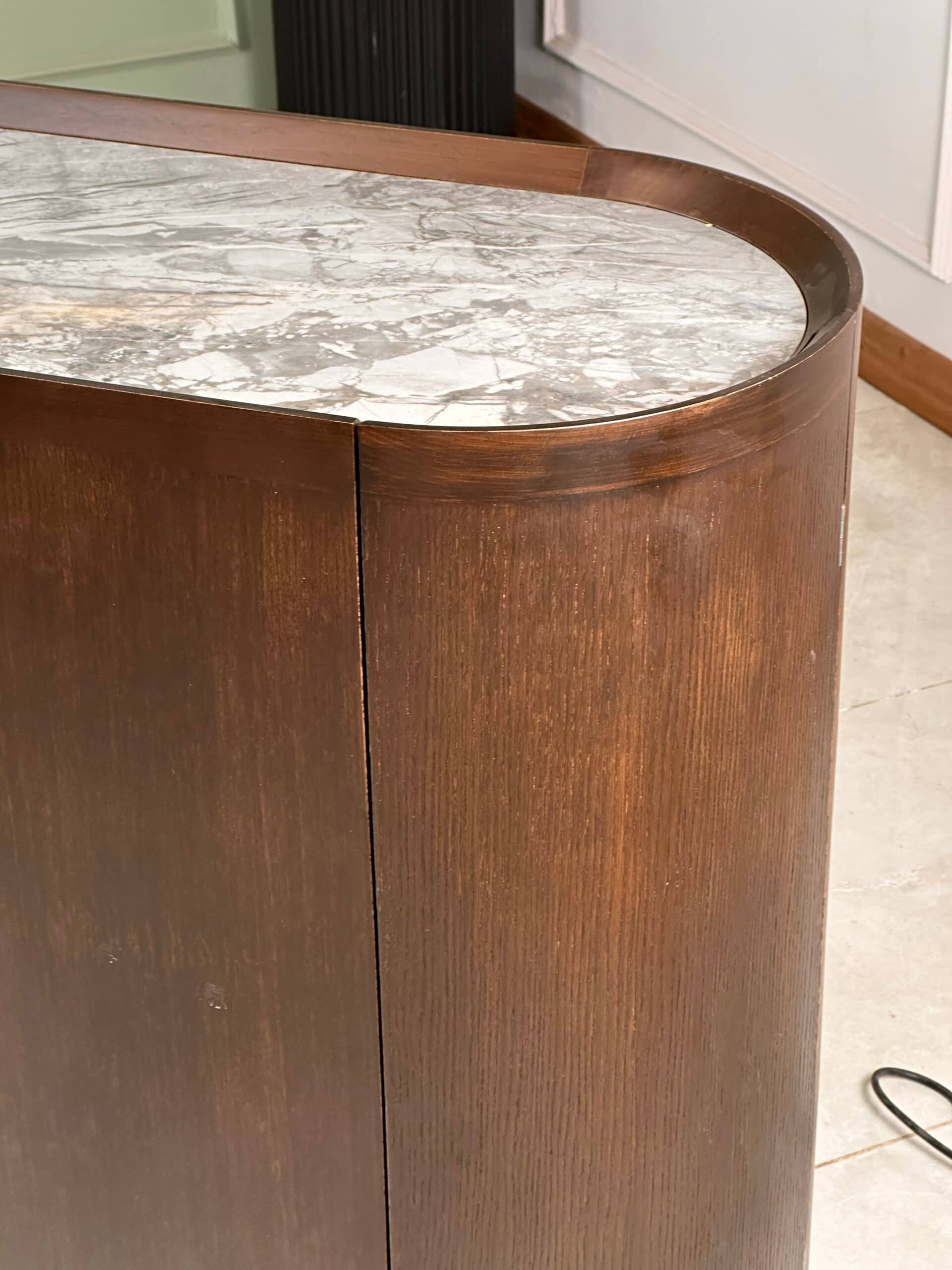 Zed Design Comfort Ceramic Console with Natural Oak Veneer Cabinet & Ceramic Slab Top