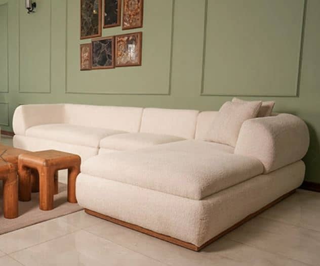 Zed Design Custom Modern L-Shaped Living Room Sofa Set with Natural Wood Veneer MDF Frame