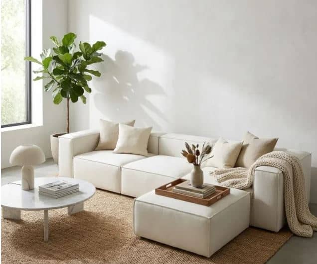 Zed Design Minimalist Modular Puzzle Wooden Sofa with Solid Natural Wood Frame