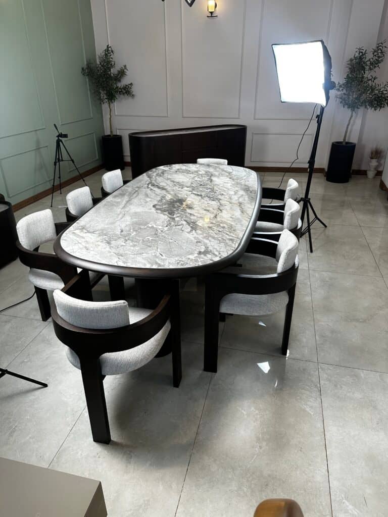 Zed Design Comfort Beech Ceramic Slab Dining Table