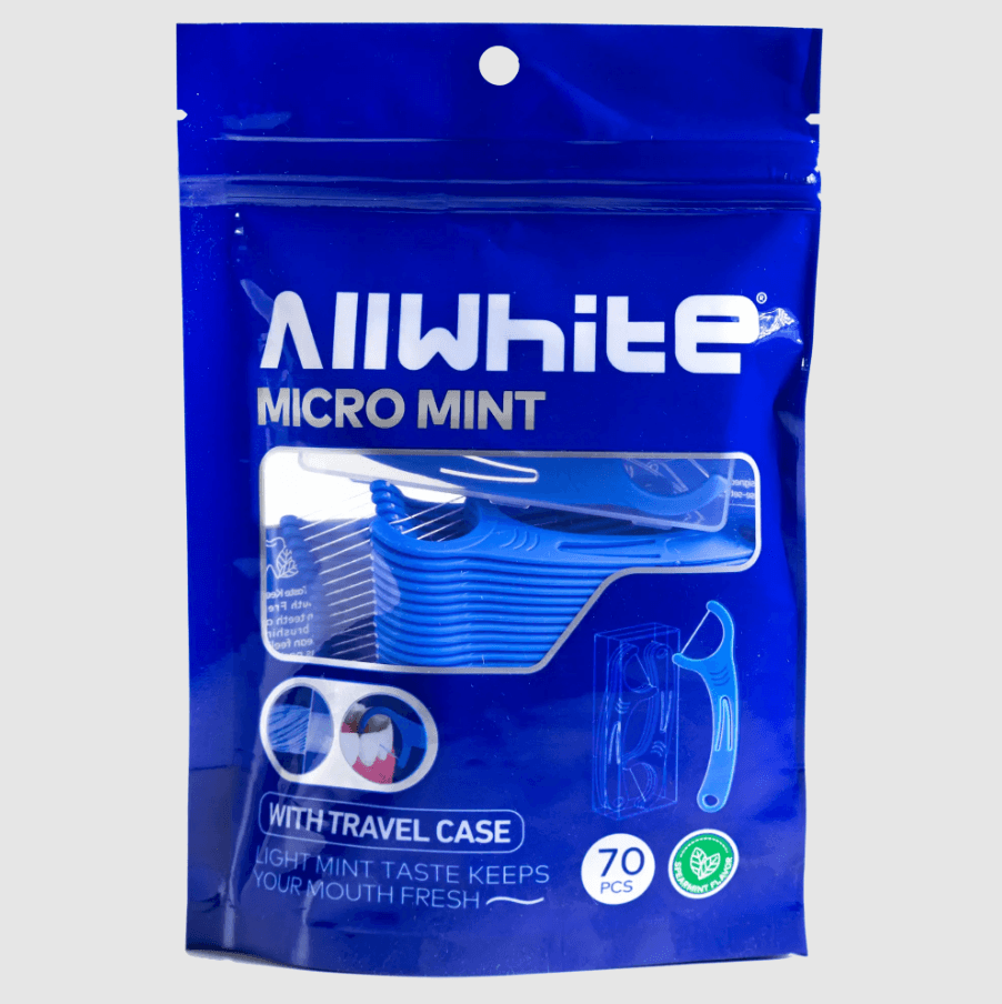 All White Dental Floss Picks, 70 pcs, Mint Flavor