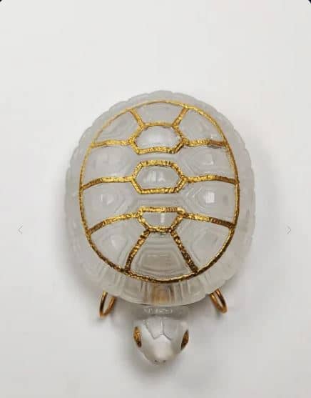 Handcrafted Natural Quartz Turtle Design Hanging Perfume Bottle Pendant with 24K Gold Plated Details