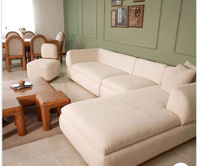 Zed Design Custom Modern L-Shaped Living Room Sofa Set with Natural Wood Veneer MDF Frame
