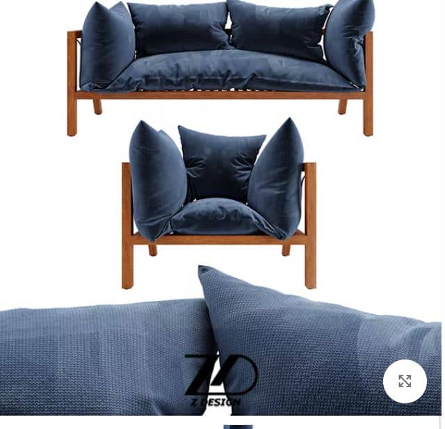 Zed Design Modern Walnut Living Room Furniture Set with Custom Upholstery