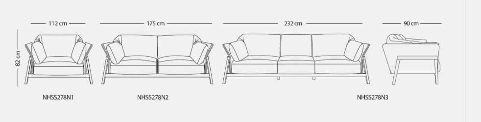 MILAN Contemporary Italian-Style Sofa , Metal & Plywood Frame with High-Resilience Foam