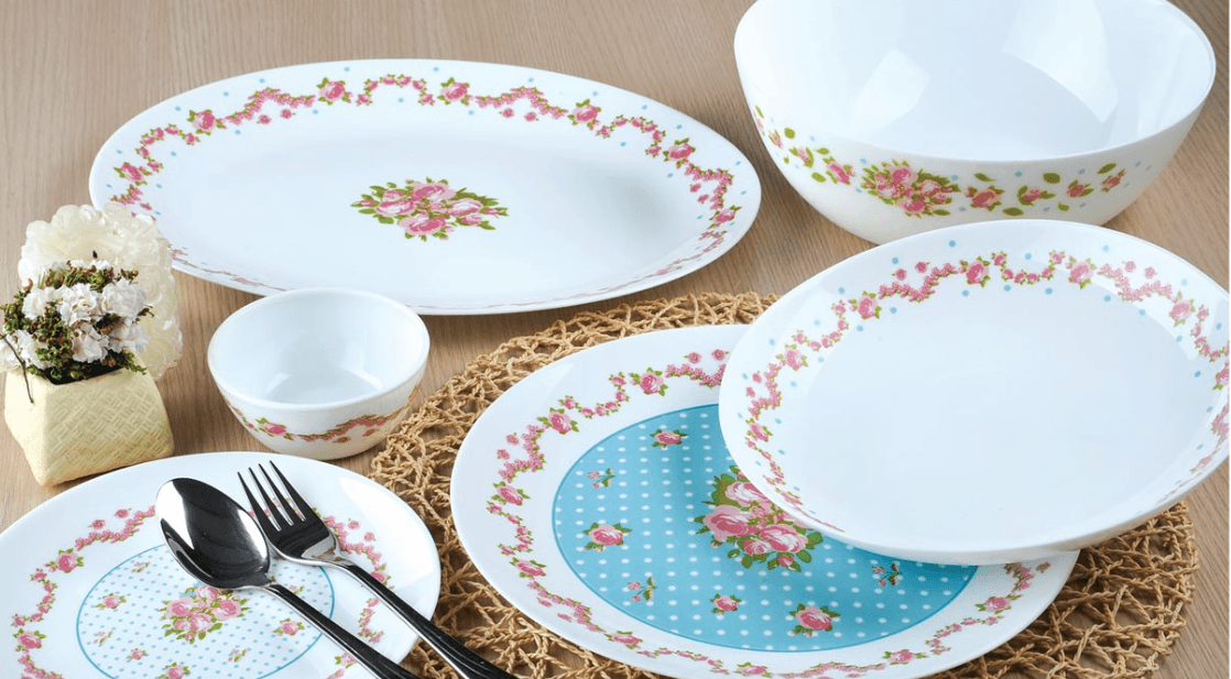 Decorated Opal Dinnerware & Serving Set Multiple Designs