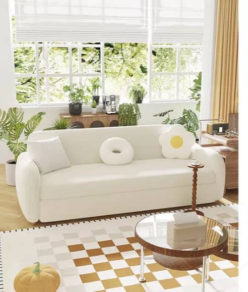 Zed Design Sofia Minimalist Sofa Bed with Solid Natural Pine Wood Frame, High-Density Foam & Turkish Teddy Fabric