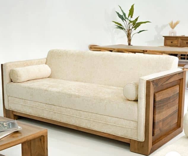 Zed Design Modern Solid Walnut Wood Living Room Sofa Set with 3-Seater, 2-Seater & Single Sofa