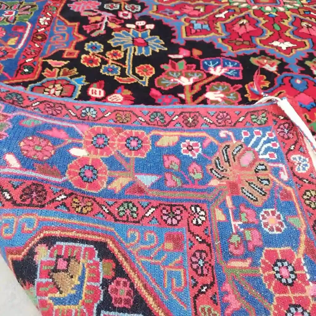 Handmade Persian Floral Carpet - 4 m Navy Blue