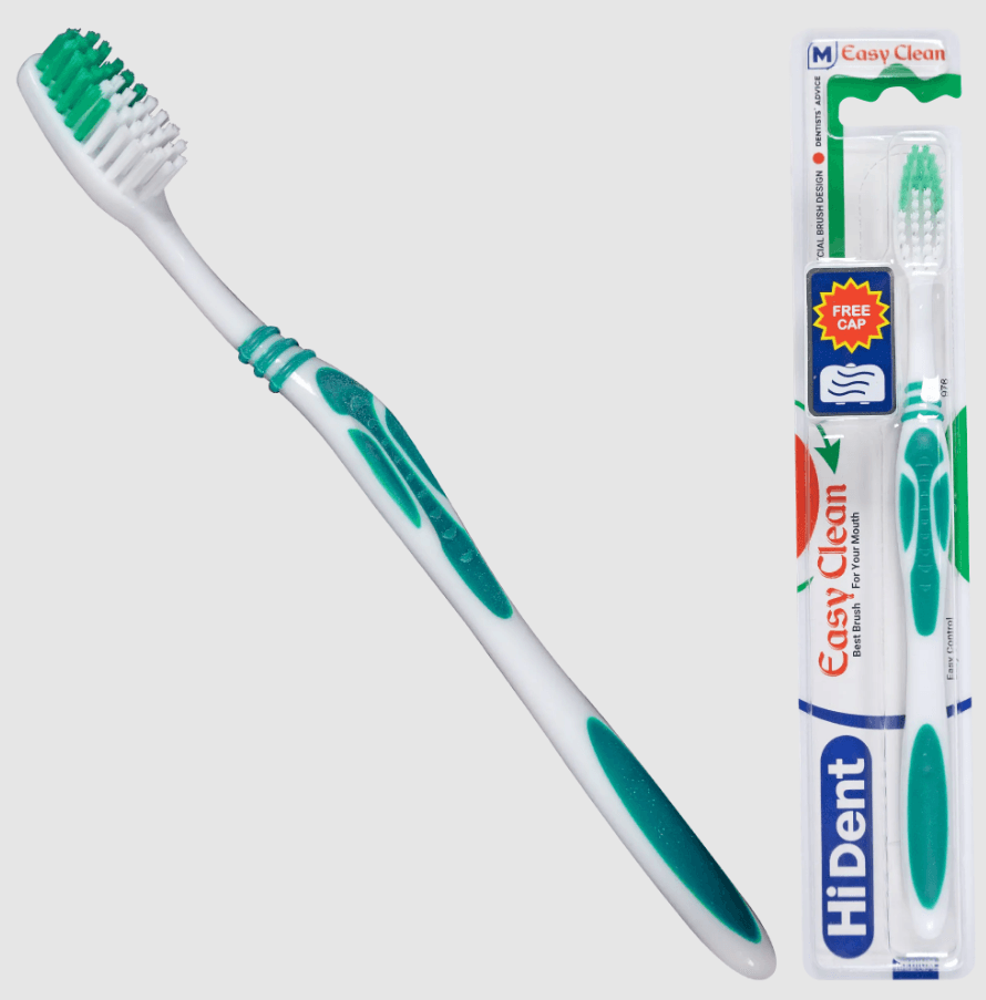 HiDent Easy Clean soft-medium toothbrush with cap