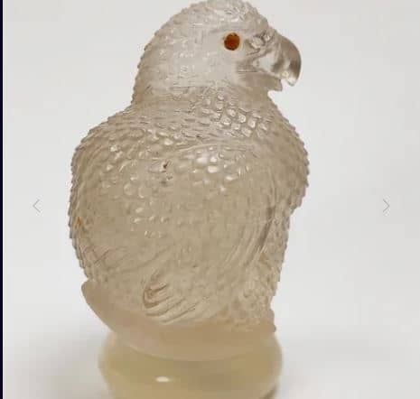 Handcrafted Smoky Quartz Mini Eagle Chick Perfume Bottle Decorative Collectible Statue Pendant Ornament