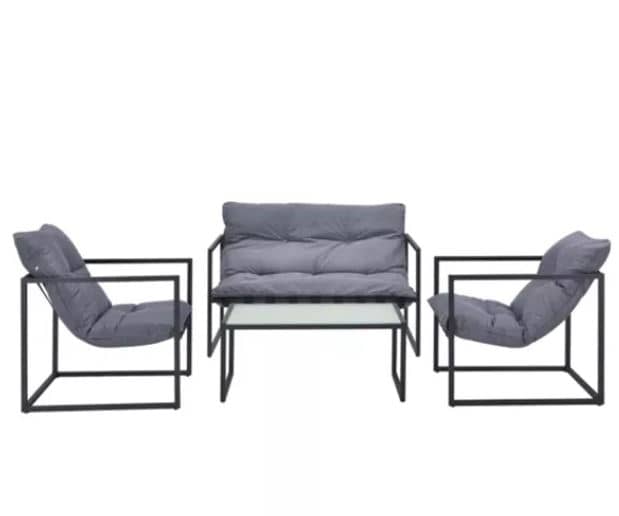 Zed Design Modern Outdoor Patio Furniture Set with Matte Black Powder-Coated Metal Frame