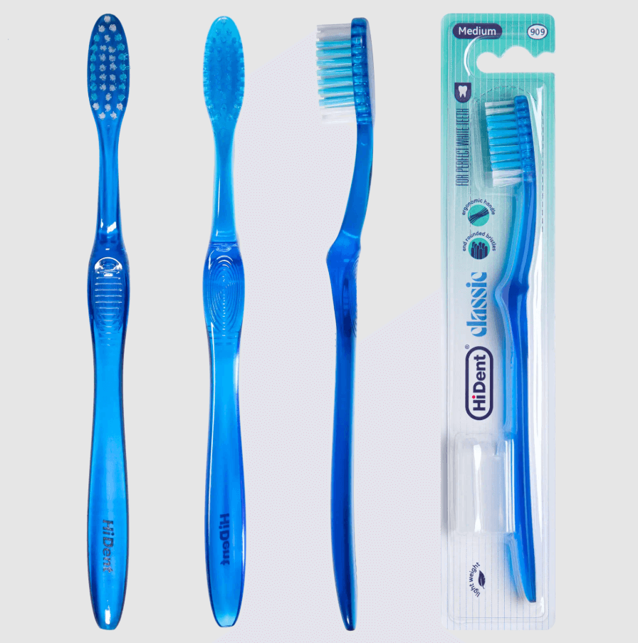 HiDent classic crystal medium toothbrush with cap