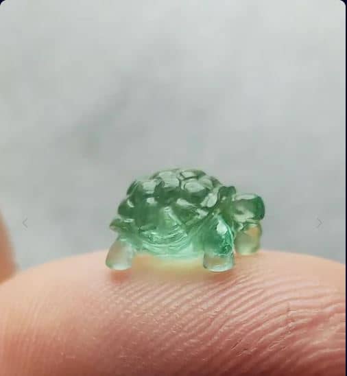 Handcrafted Natural Tourmaline Turtle Micro Gemstone Sculpture Jewelry Pendant Ring Stone – 5 Carat