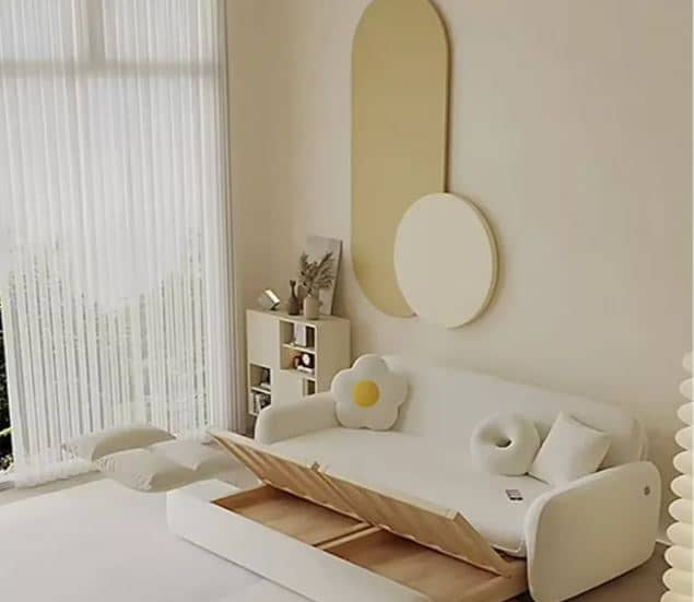 Zed Design Sofia Minimalist Sofa Bed with Solid Natural Pine Wood Frame, High-Density Foam & Turkish Teddy Fabric