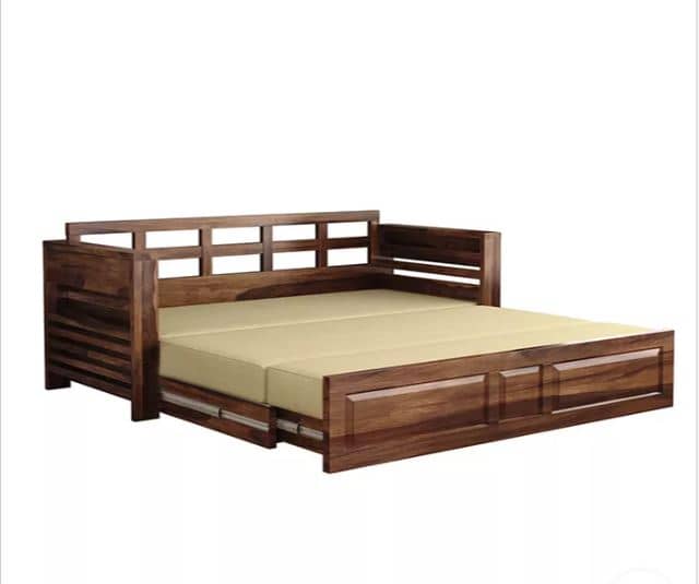 Zed Design Artin Modern Solid Natural Wood Convertible Sofa Bed, 220 cm