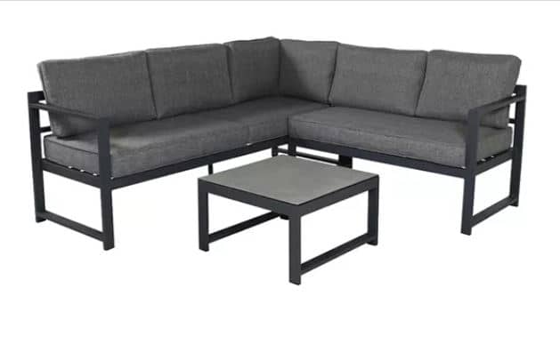 Zed Design Modern Industrial L-Shaped Sofa with Metal Frame & Custom Fabric Upholstery