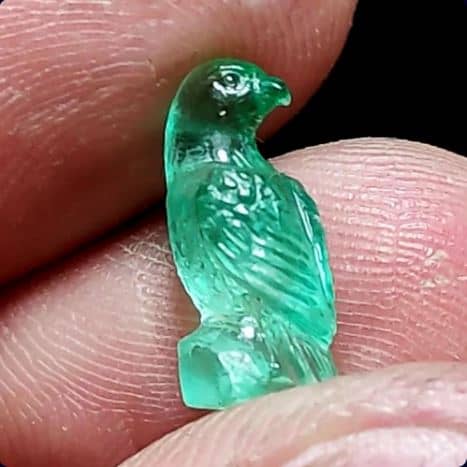 Handcrafted Panjshir Emerald Falcon Micro Gemstone Sculpture Pendant Collectible Jewelry Art