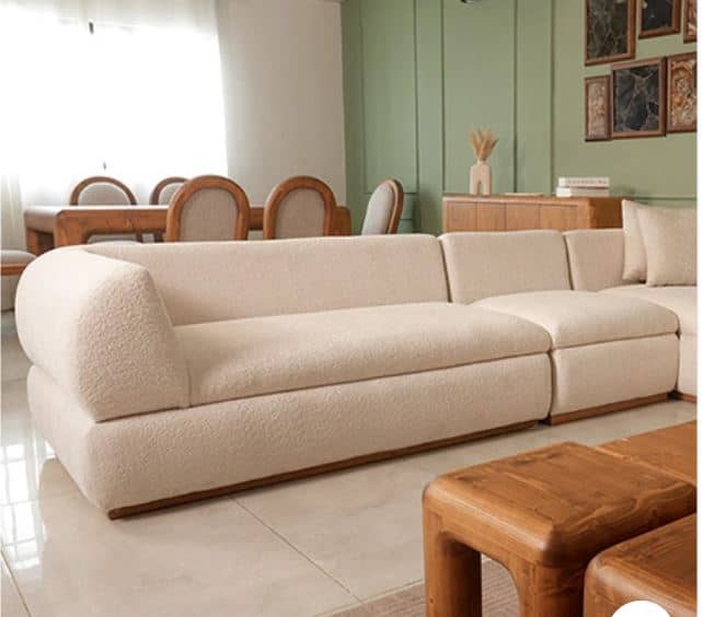 Zed Design Custom Modern L-Shaped Living Room Sofa Set with Natural Wood Veneer MDF Frame