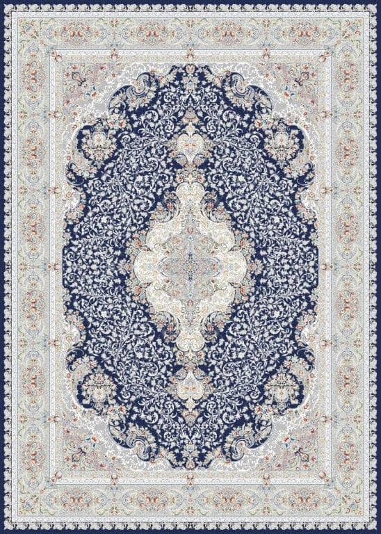 Luxury Classic Medallion Persian Carpet 1200 Reeds (Navy Blue)