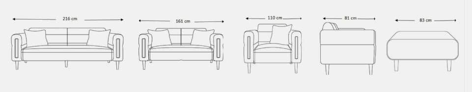 SIROM Contemporary Sofa , Solid Beech & Birch Wood Frame with High-Density Sponge