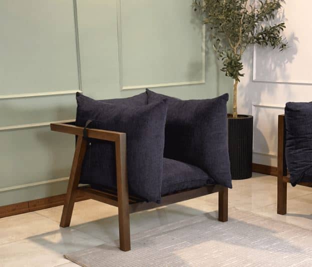 Zed Design Modern Walnut Living Room Furniture Set with Custom Upholstery