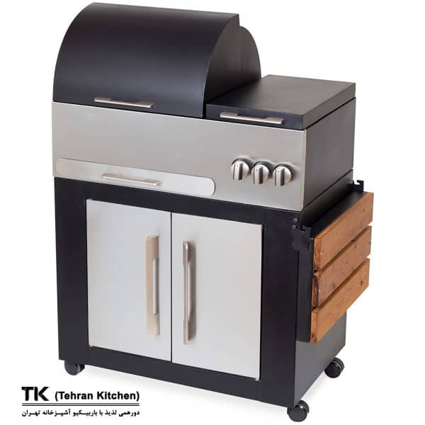 Tehran Kitchen 75 cm Gas & Charcoal BBQ Grill with Cabinet and Side Burner
