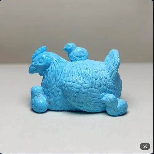 Handcrafted Kerman Ajami Turquoise Chicken Decorative Collectible Statue Table Ornament