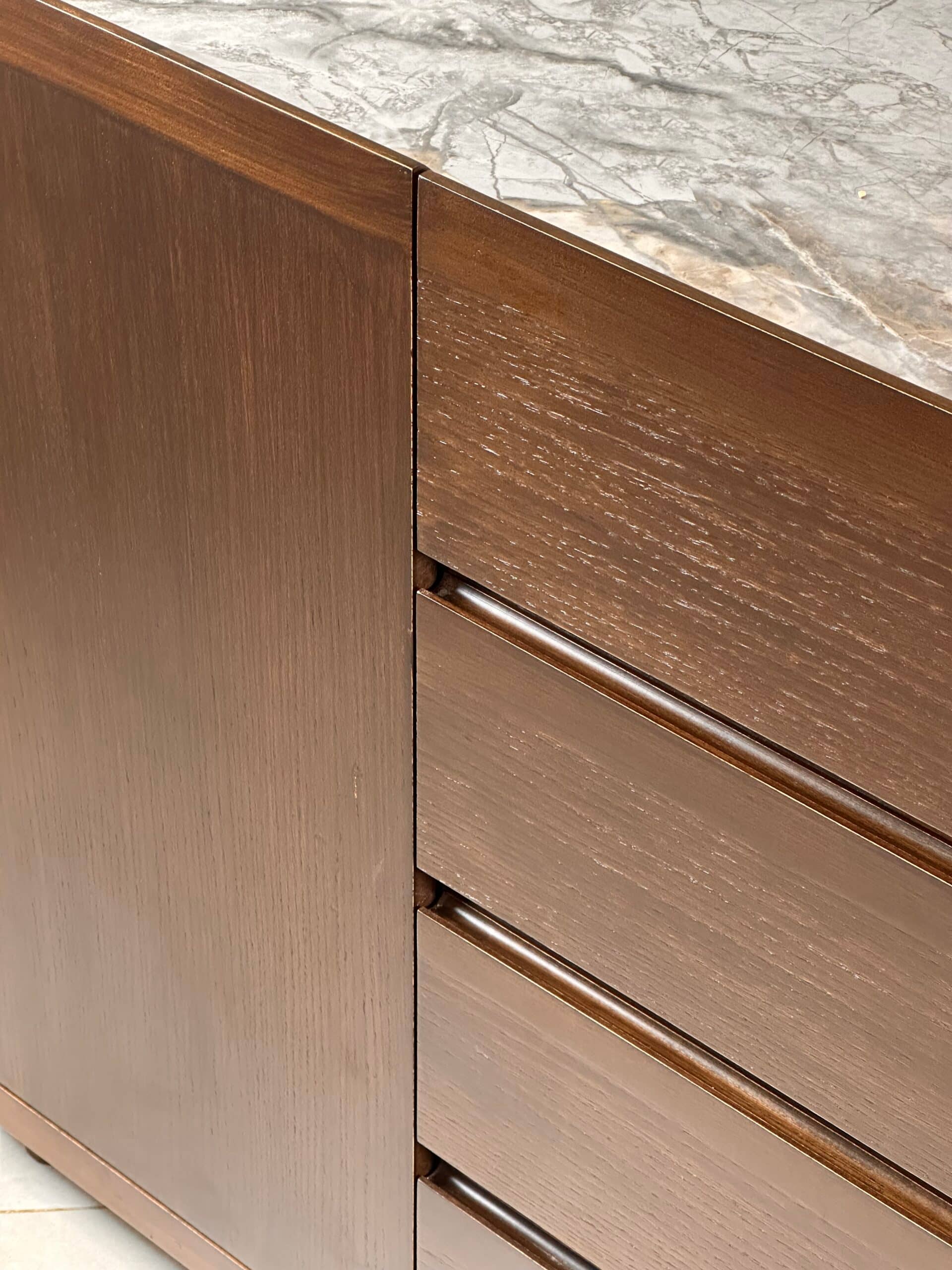 Zed Design Comfort Ceramic Console with Natural Oak Veneer Cabinet & Ceramic Slab Top