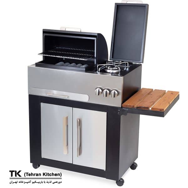 Tehran Kitchen 75 cm Gas & Charcoal BBQ Grill with Cabinet and Side Burner