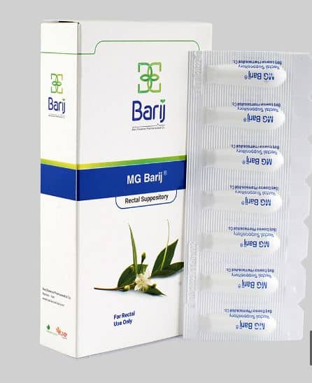 Treatment of hemorrhoids with MG suppository