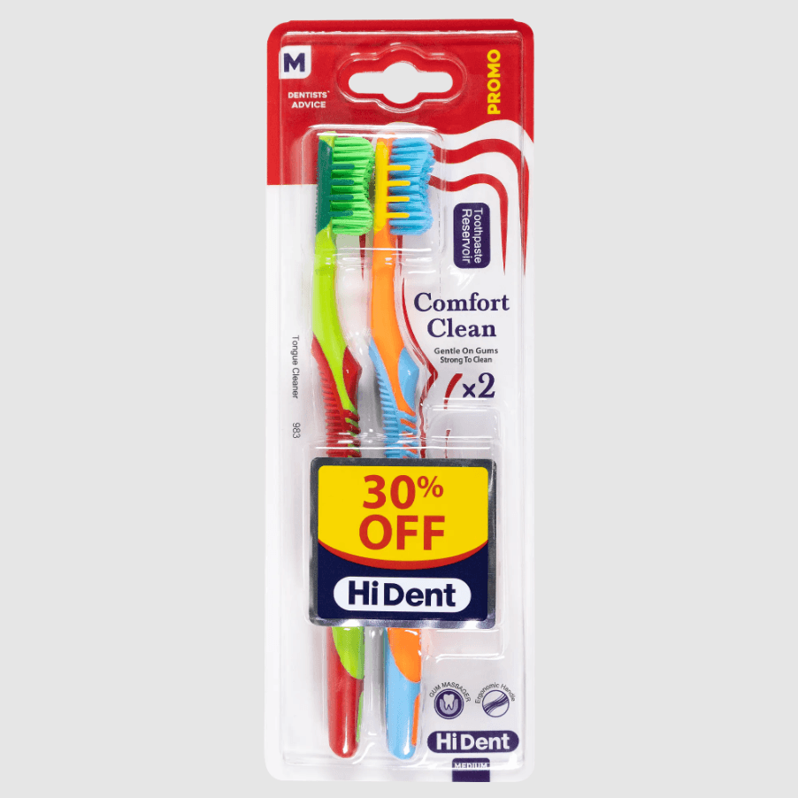 HiDent Comfort clean soft-medium toothbrush with cap