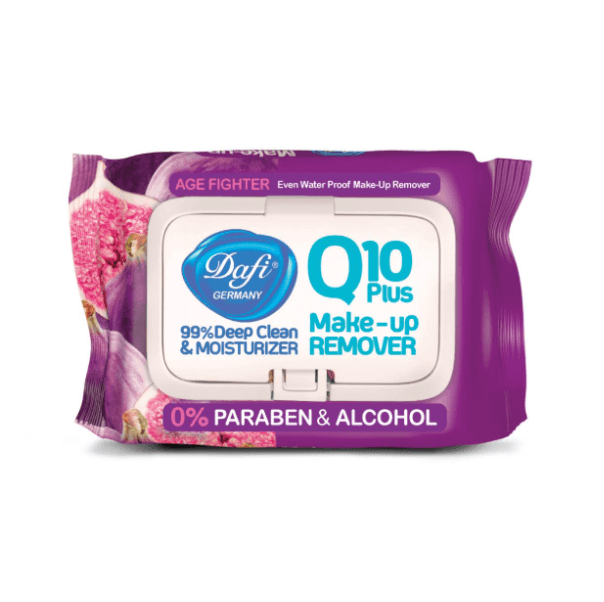 Q10 anti-aging makeup remover wet wipes with lid, 50 sheets
