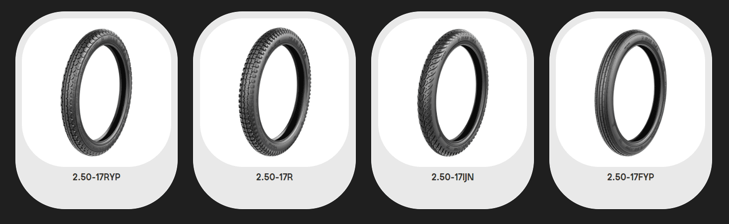 Urban Motorcycle Front Tire 2.50-17 Multiple Tread Patterns 4PR / 6PR