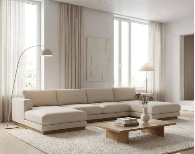 Zed Design Arta U-Shaped Comfort Sofa with Solid Natural Wood Frame & Hypoallergenic Foam
