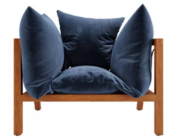 Zed Design Modern Walnut Living Room Furniture Set with Custom Upholstery