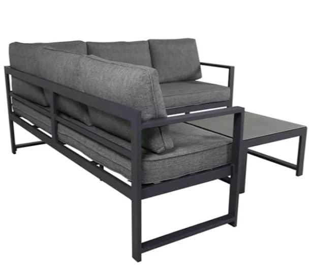 Zed Design Modern Industrial L-Shaped Sofa with Metal Frame & Custom Fabric Upholstery