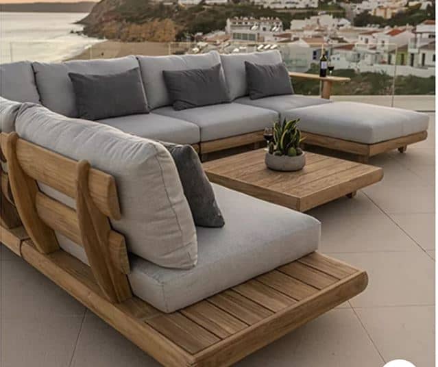 Zed Design Tina Modern L-Shaped Sectional Sofa Set with Solid Natural Wood Frame & High-Density Foam