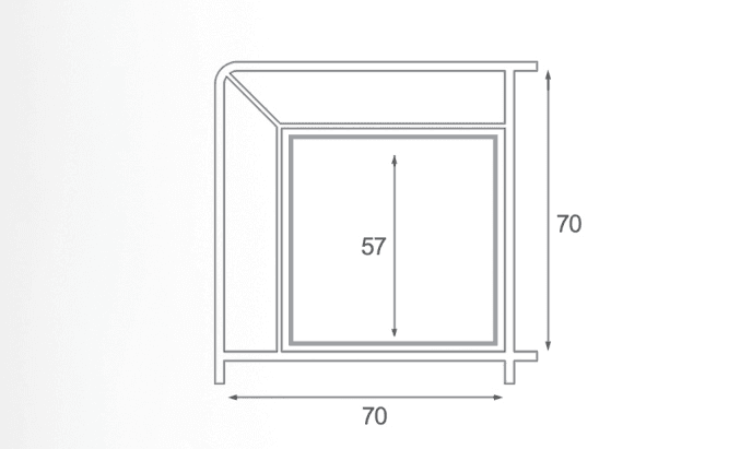 hollow square section 70mm
