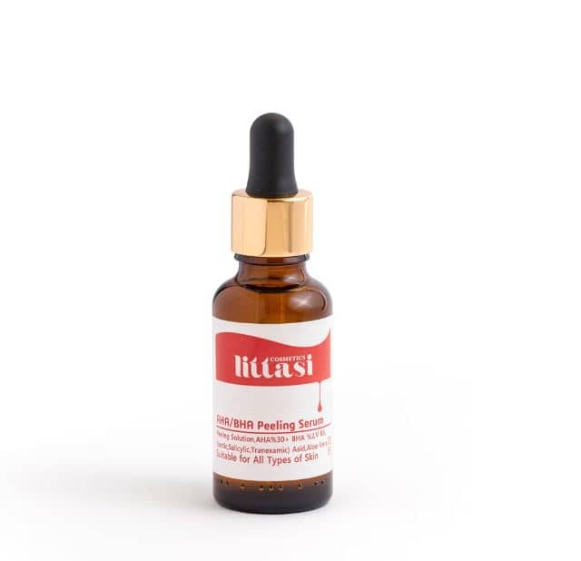 Littasi Professional AHA 30% + BHA 2% Intensive Peeling Solution & Exfoliating Facial Serum with Vitamin B5 and Aloe Vera Deep Pore Clarifying, Skin Brightening & Acne Control Treatment for Normal to Oily Skin, 30 ml