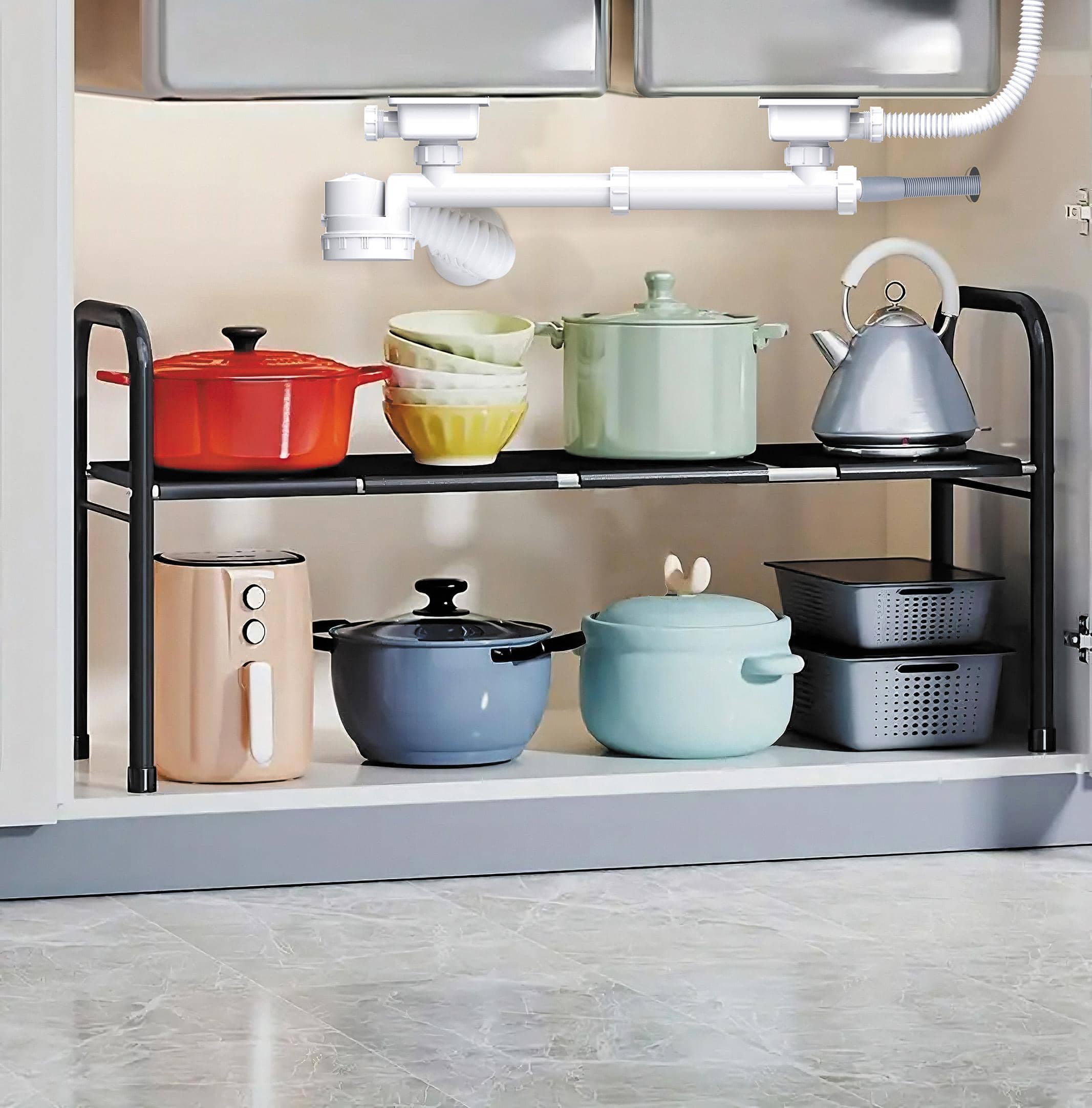 Extra-Flat Double-Bowl Fancy Siphon without Overflow