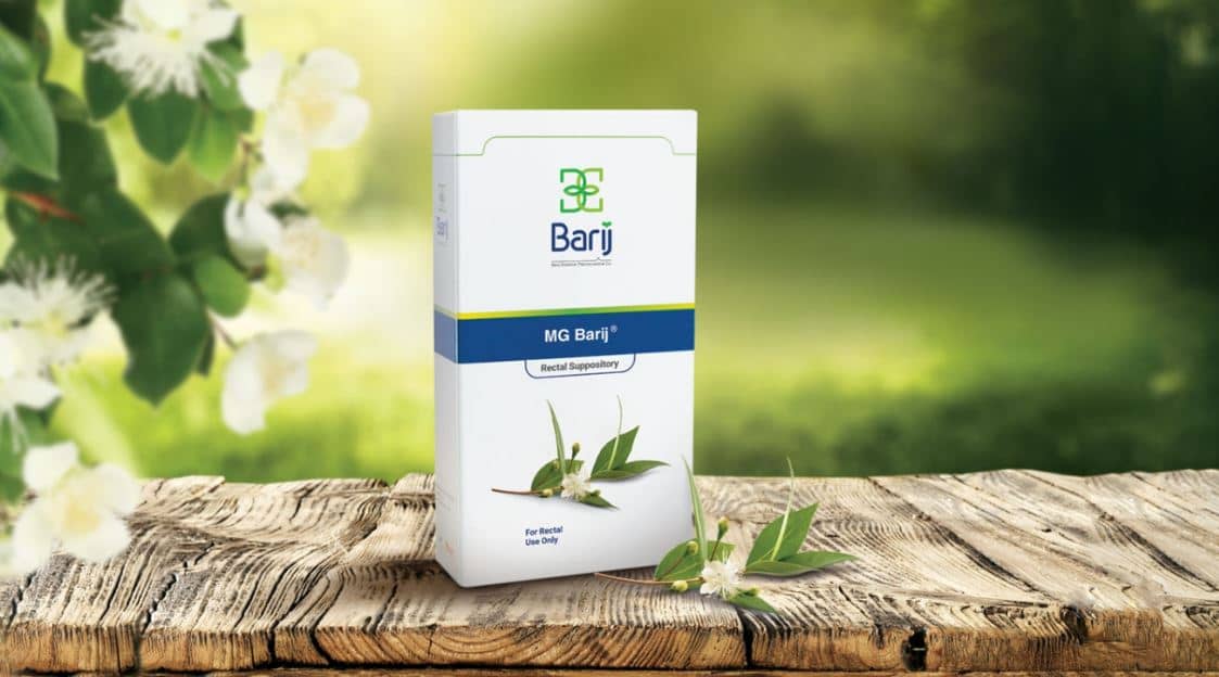 Treatment of hemorrhoids with MG suppository